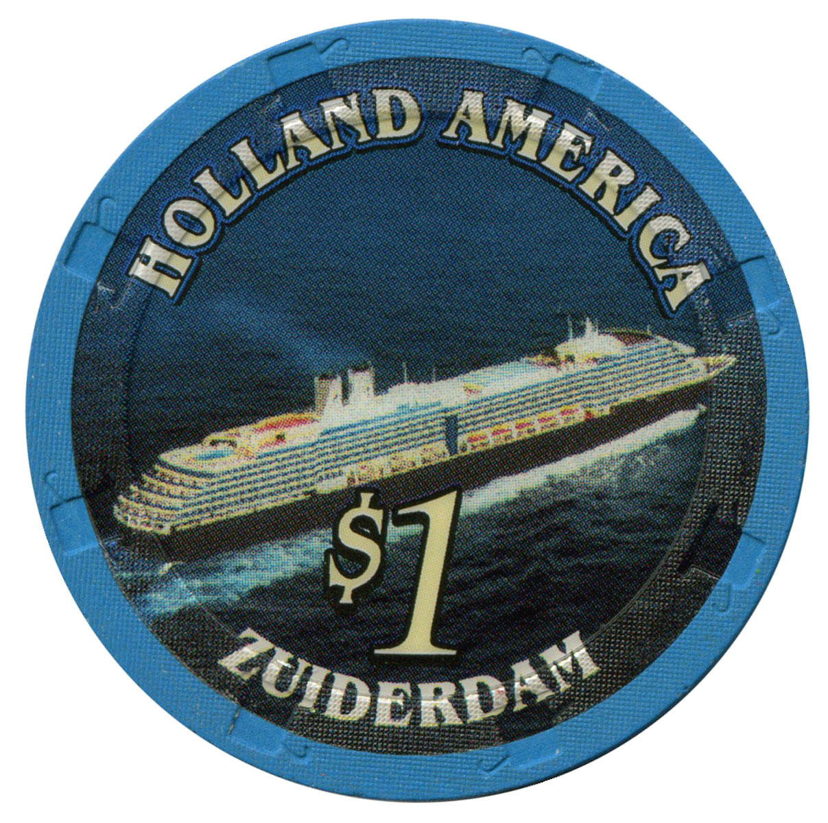 Holland America Line M.S. Zuiderdam $1 Casino Chip - Chipper Club